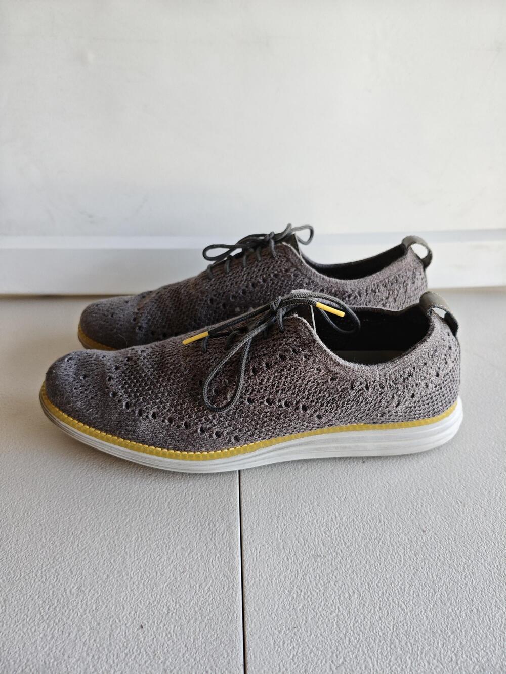 Cole Haan Grand Shoes Mens Size 10 Gray Knit Low Top Lace Up Casual Sneakers